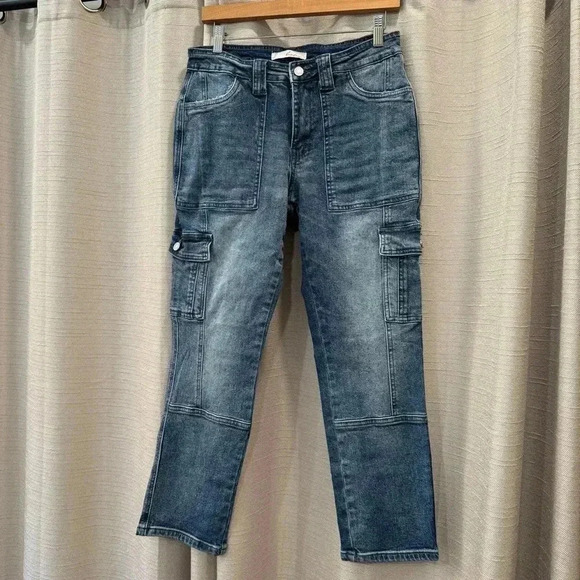 Cargo Denim Women’s High Rise Slim Straight Leg Jean by KanCan Size 7/27 - Picture 3 of 9